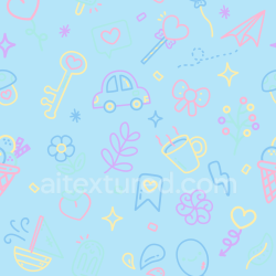 seamless Seamless 3D PBR Baby Boy Pastel Blue Texture with Cartoon Icons texture 8k free download PBR