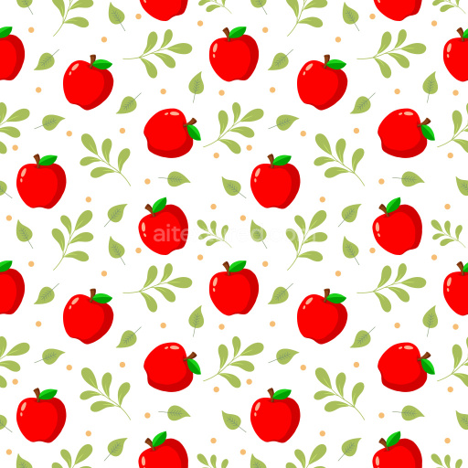 Pattern Bundle - Seamless 3D Pattern PBR Texture Featuring Red Apples and Green Leaves on White texture preview