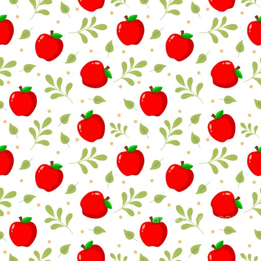 Pattern PBR Texture Featuring Red Apples and Green Leaves on White seamless Pattern Bundle PBR texture