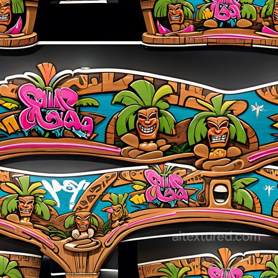 Featuring Colorful Tropical Tiki Graffiti Art Graffiti texture preview