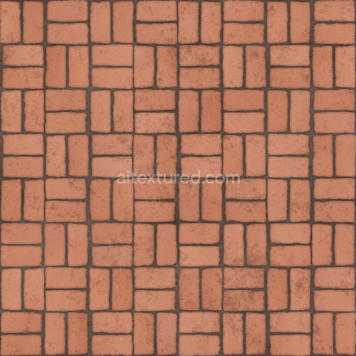 Traditional Red or Orange Brick Texture in Basket Weave Layout | Free PBR