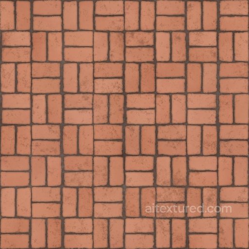 Traditional Red or Orange Brick Texture in Basket Weave Layout | Free PBR seamless Brick PBR texture