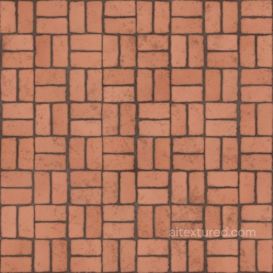 Traditional Red or Orange Brick Texture in Basket Weave Layout | Free PBR Brick texture preview