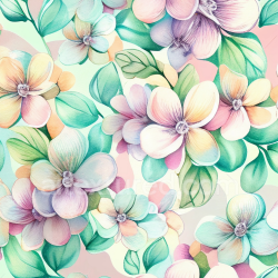 seamless Seamless 3D PBR Floral Watercolor Fabric Texture with Pastel Flowers and Leaves texture 8k free download PBR