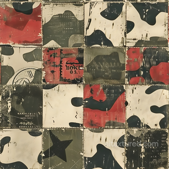 Vintage Patchwork Camouflage PBR Texture with Distressed Military Fabric Look Color Camouflage texture preview