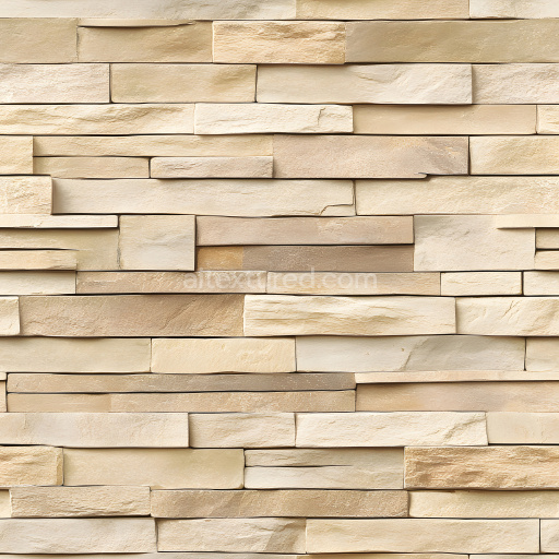 Seamless 3D PBR Cracked Beige Brick Wall Texture with Natural Stone Variations