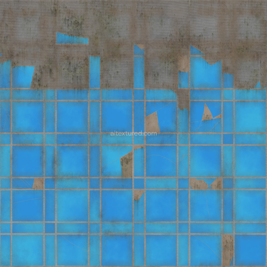 Seamless blue tiles texture with PBR maps