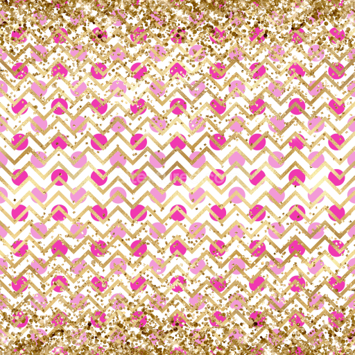 Seamless 3D PBR Texture of Pink Zigzag Pattern with Gold Glitter Accent