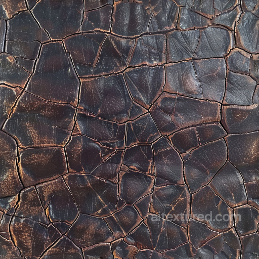 Cracked Distressed Brown Leather PBR Texture with Deep Fissures and Aging Effects seamless Leather PBR texture