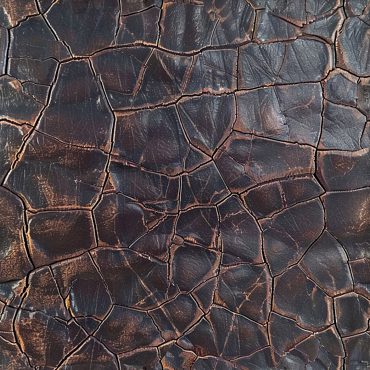 Cracked Distressed Brown Leather with Deep Fissures and Aging Effects seamless PBR texture preview