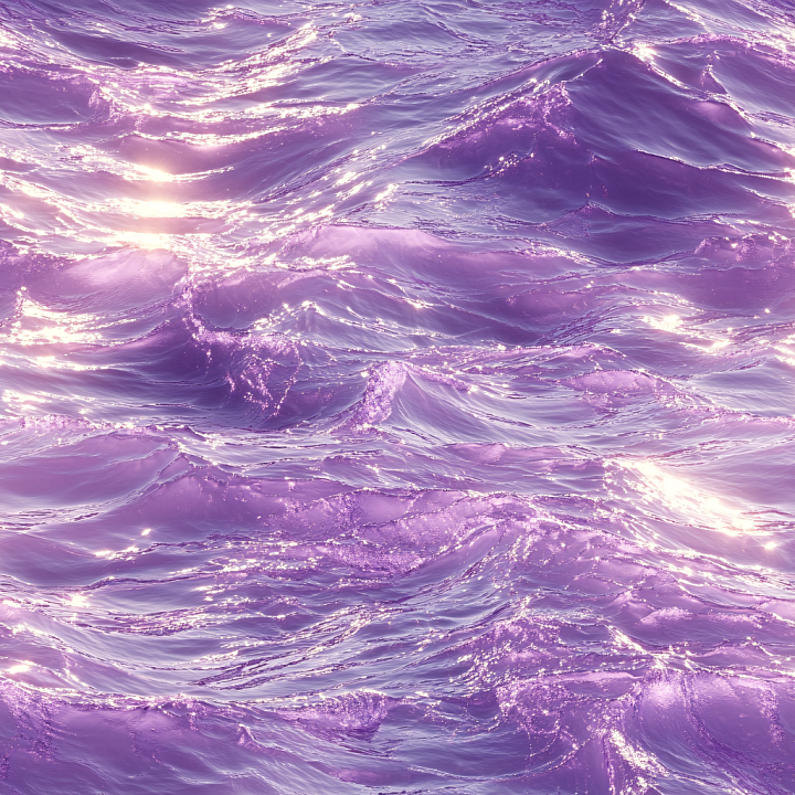 Stylized Purple Ocean Surface Water with Reflective Waves seamless PBR texture preview