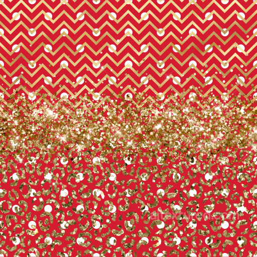 with Gold Glitter Leopard and Chevron Patterns on Red Background seamless Christmas glitter PBR texture