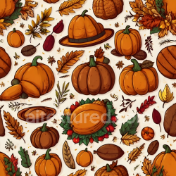 seamless Seamless 3D PBR Texture with Stylized Pumpkins and Autumn Leaves texture 8k free download PBR