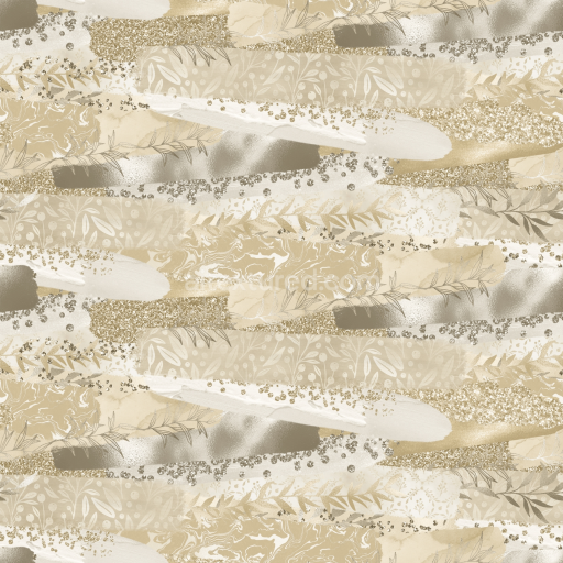 Seamless 3D PBR Texture of Gold & Beige Floral Glitter Pattern