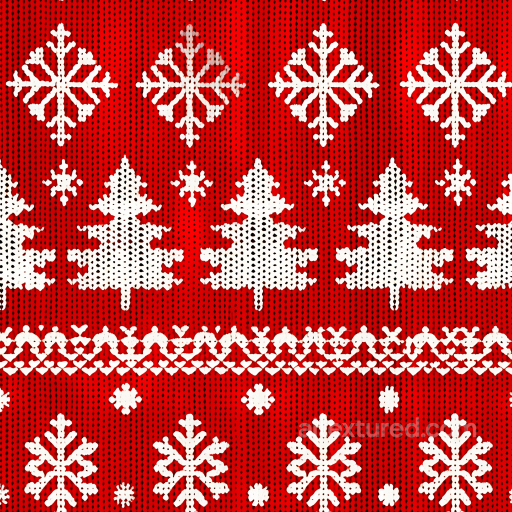 All Christmas Digital paper Texture of Red Knitted Fabric with White Christmas Motifs seamless All Christmas Digital paper PBR texture