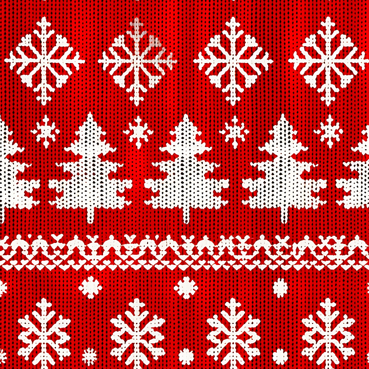 All Christmas Digital paper of Red Knitted Fabric with White Christmas… seamless PBR texture preview