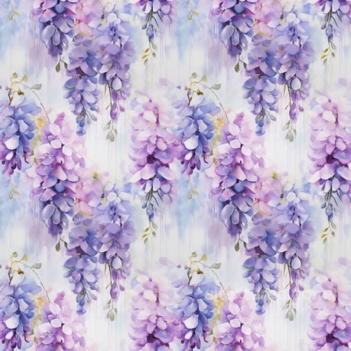 Purple Flower Clusters Seamless Texture with Watercolor Style seamless Purple Flower PBR texture