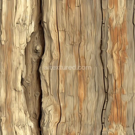 Seamless 3D Weathered Light Wood PBR Texture with Cracks and Knots