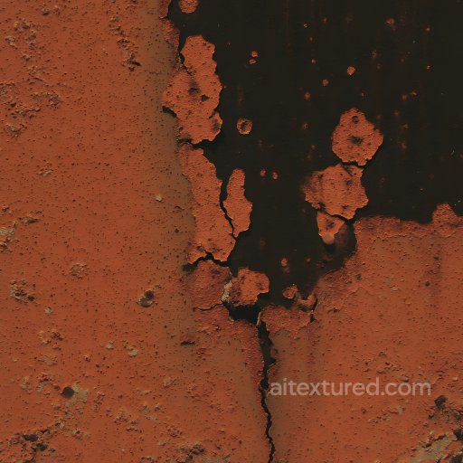 Rust Texture of Cracked Rusty Red-Orange Metal with Chipped Paint seamless Rust PBR texture