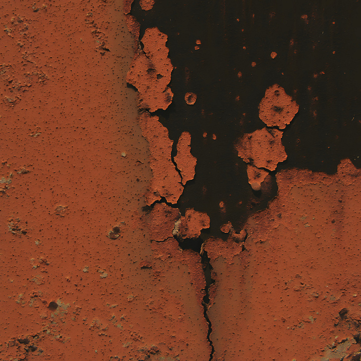 Rust of Cracked Rusty Red-Orange Metal with Chipped Paint seamless PBR texture preview
