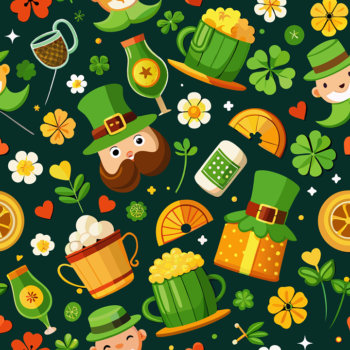 with St Patrick Icons and Festive Patterns seamless PBR texture preview