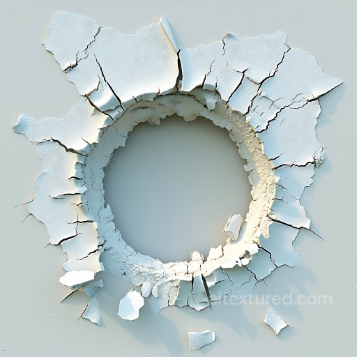 Cracked and Holed Painted Plaster PBR Texture with Jagged Splits seamless Cracked & Holes PBR texture