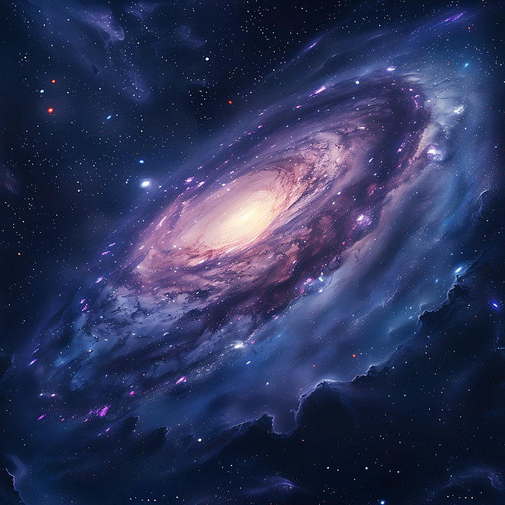 Spiral Galaxy Nebula Space with Starfield and Cosmic Glow seamless PBR texture preview