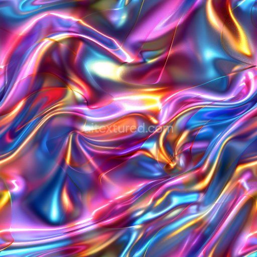 Seamless 3D PBR Texture of Glossy Iridescent Fabric with Multicolor Highlights