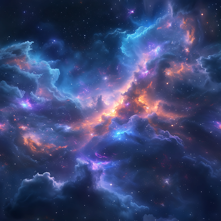 Space Featuring Vibrant Nebula Clouds and Cosmic Glow seamless PBR texture preview