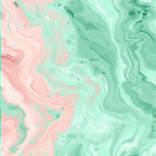 Seamless 3D Blush Pink and Mint Pastel Marble PBR Texture with Swirling Veins