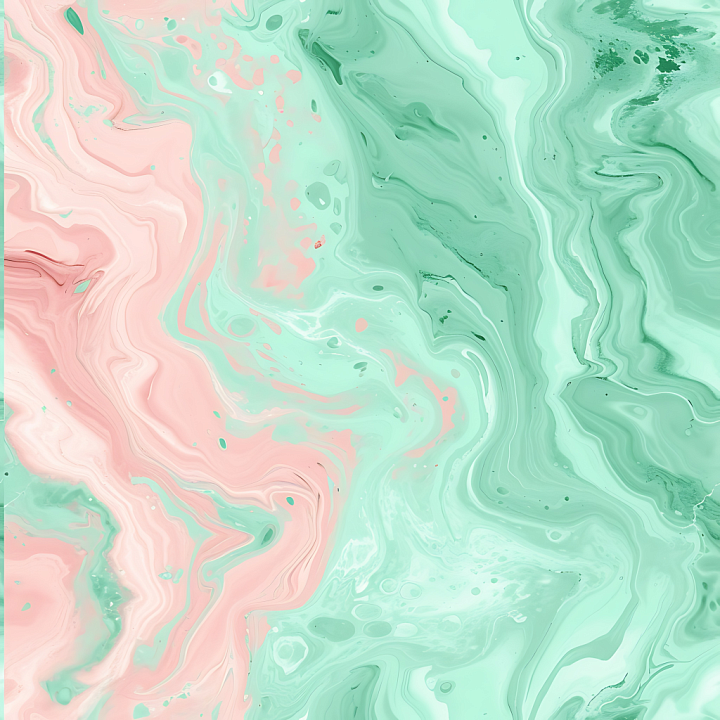 Blush Pink and Mint Pastel Marble with Swirling Veins seamless PBR texture preview