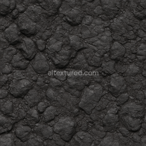 Seamless 3d texture pbr 8k coal clinker surface burnt rough black