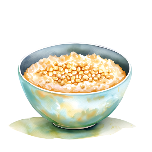 Watercolor Sorghum Porridge Breakfast Bowl Illustration