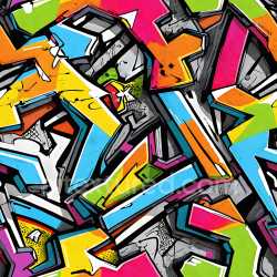 seamless Seamless 3D PBR Texture of Colorful Urban Graffiti with Bold Geometric Shapes texture 8k free download PBR