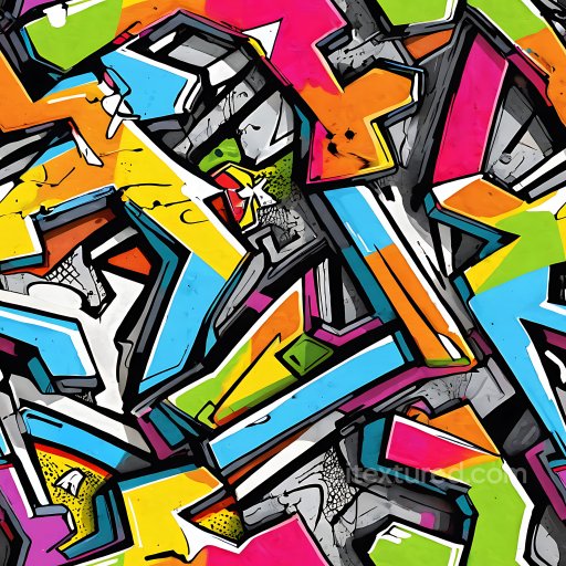 Seamless 3D PBR Texture of Colorful Urban Graffiti with Bold Geometric Shapes texture preview
