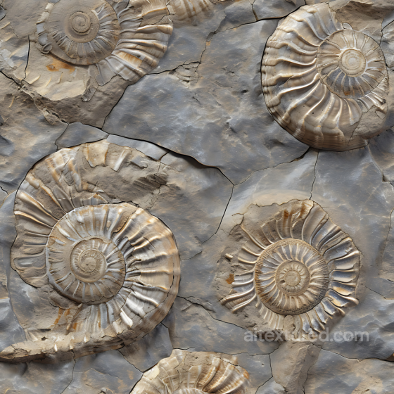 Fossilized Ammonite Stone Texture with Detailed Shell Impressions Stone texture preview