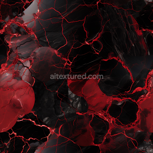 Seamless 3D Black Marble Flooring PBR Texture with Vibrant Red Veins