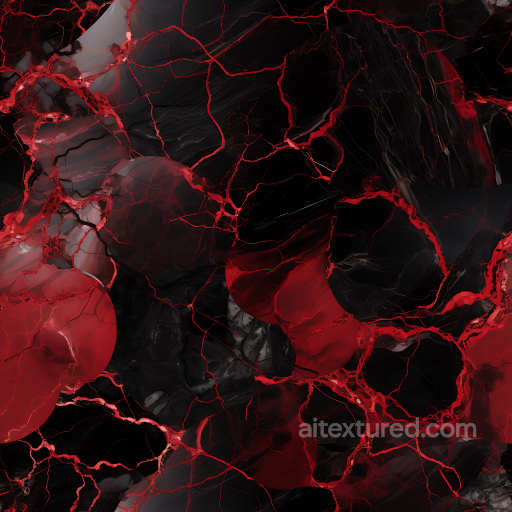 Black Marble Flooring PBR Texture with Vibrant Red Veins seamless Marble PBR texture