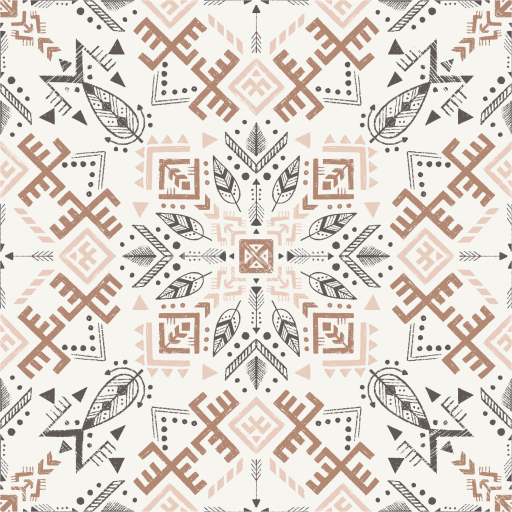 Seamless 3D PBR Boho Fabric Texture Featuring Soft Tribal Patterns and Earthy Tones