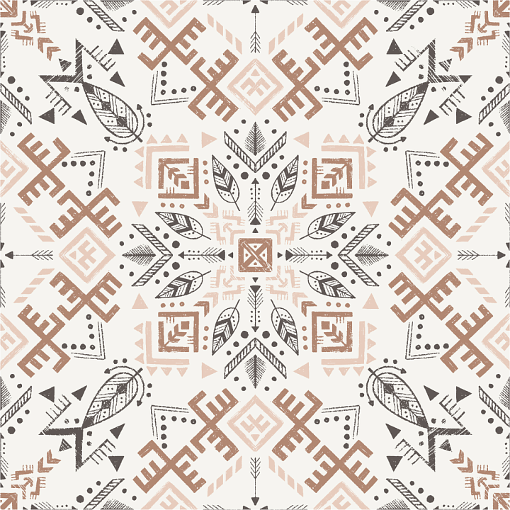 Boho Fabric Featuring Soft Tribal Patterns and Earthy Tones seamless PBR texture preview
