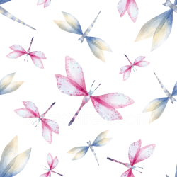 seamless Seamless 3D PBR Texture Featuring Soft Watercolor Dragonfly Wings Pattern texture 8k free download PBR