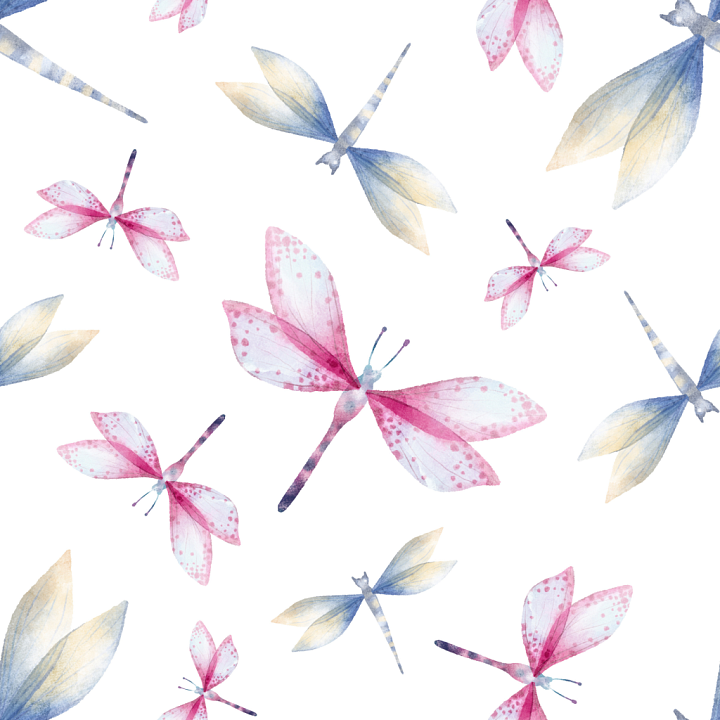 Featuring Soft Watercolor Dragonfly Wings Pattern seamless PBR texture preview