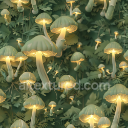 seamless Seamless 3D PBR Camouflage Texture Featuring Glowing Mushrooms and Forest Foliage texture 8k free download PBR
