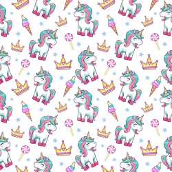 Pattern Bundle - Seamless 3D Cartoon Unicorn Pattern PBR Texture with Crowns and Sweets texture preview
