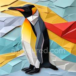 seamless Seamless 3D PBR Texture Featuring Crested Penguin Origami Style with Geometric Color Blocks texture 8k free download PBR