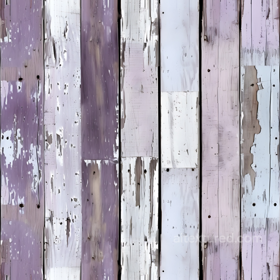Rustic Painted Wood Planks PBR Texture with Worn Purple and White Finish Wood texture preview