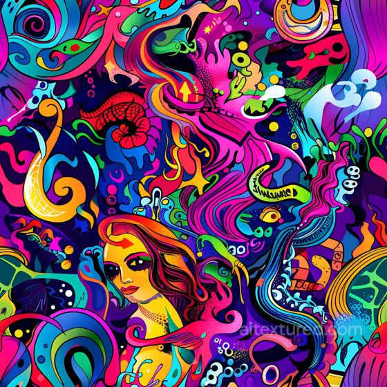 Psychedelic Graffiti Seamless Texture with Bright Neon Colors and Abstract Swirls Graffiti texture preview