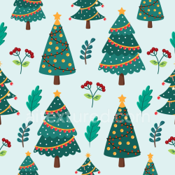 seamless Seamless 3D PBR Texture with Festive Christmas Trees and Seasonal Foliage texture 8k free download PBR