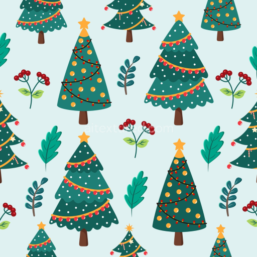 Seamless 3D PBR Texture with Festive Christmas Trees and Seasonal Foliage