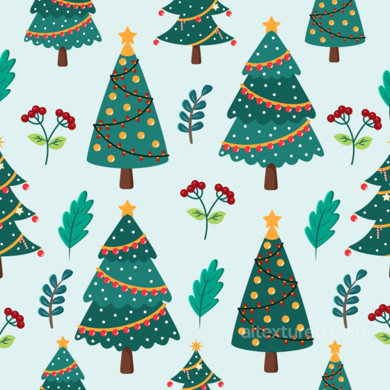 with Festive Christmas Trees and Seasonal Foliage All Christmas Digital paper texture preview